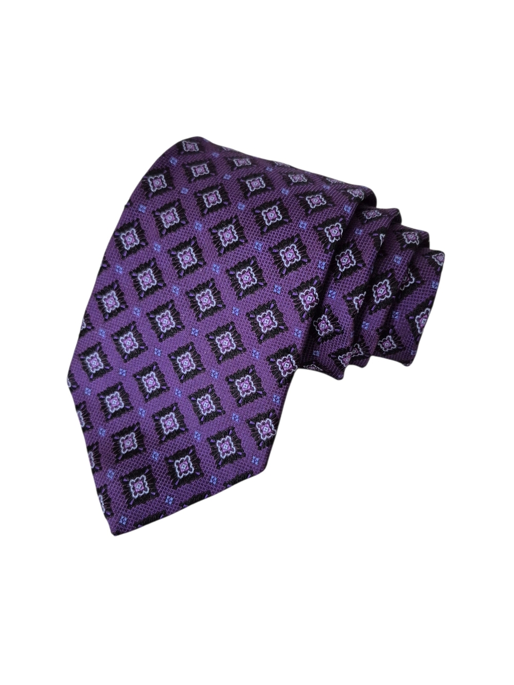 Brooks Brothers 100% Silk Purple Geo Diamond Pattern